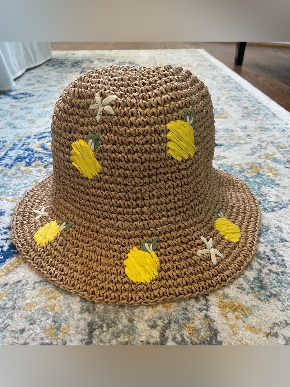 Urban Outfitters Straw Bucket Hat with Lemons - New With Tags